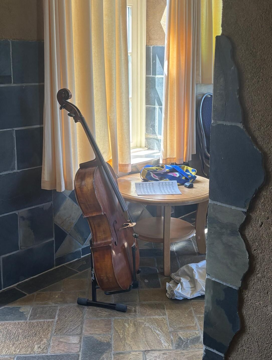 Cello in studeerkamer